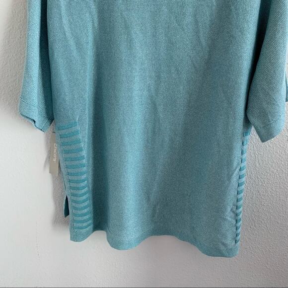 NWT Chico's Shimmer Side Rib Detail Linen Blend Pull On Sweater Top Chicos 1 - M - Picture 11 of 12